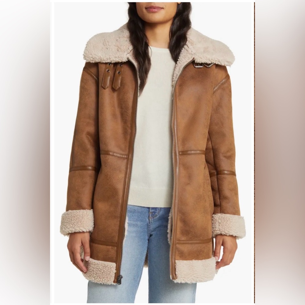 Lucky Brand Women's Faux-Shearling Zip-Front Coat NWOT SIZE XL - Picture 2 of 16
